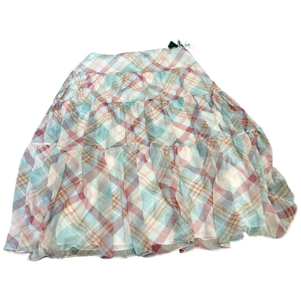 Lauren Ralph Lauren Pauldina Collection Womens 14 Chiffon Tiered‎ Midi Skirt NWT
